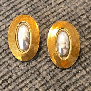Vintage Marjorie Baer SF Mixed Metal Pierces Earrings